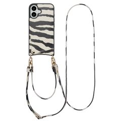 Selencia Coque de télephone Nova avec cordon et porte-cartes Apple iPhone 16 - Zazzy Zebra