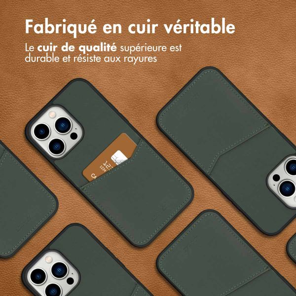 Accezz Coque en cuir de qualité supérieure avec fentes pour cartes Apple iPhone 14 Pro Max - Vert