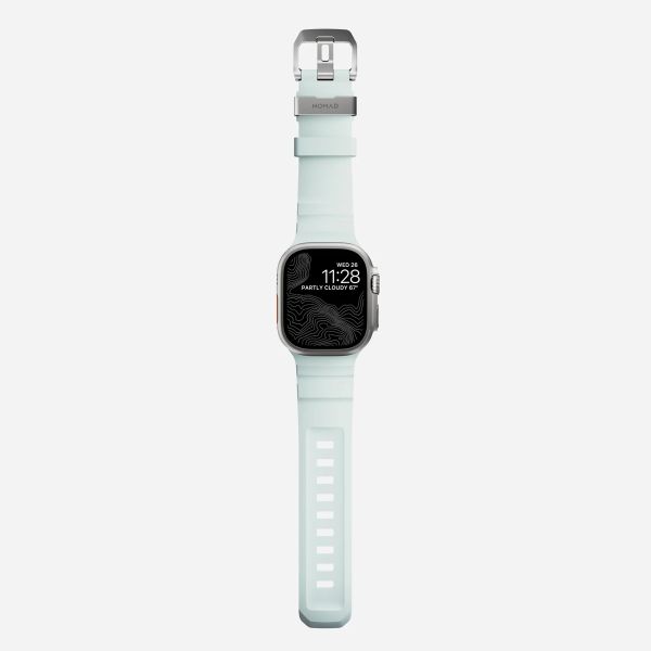 Nomad Bracelet Rocky Point Apple Watch Series 1 t/m 11 / SE / Ultra (44/45/46/49 mm) - Icy Blue Glow TItanium
