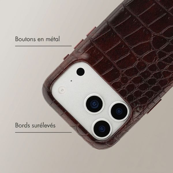 Selencia Coque arrière Croco avec MagSafe Apple iPhone 17 Pro - Choco Brown