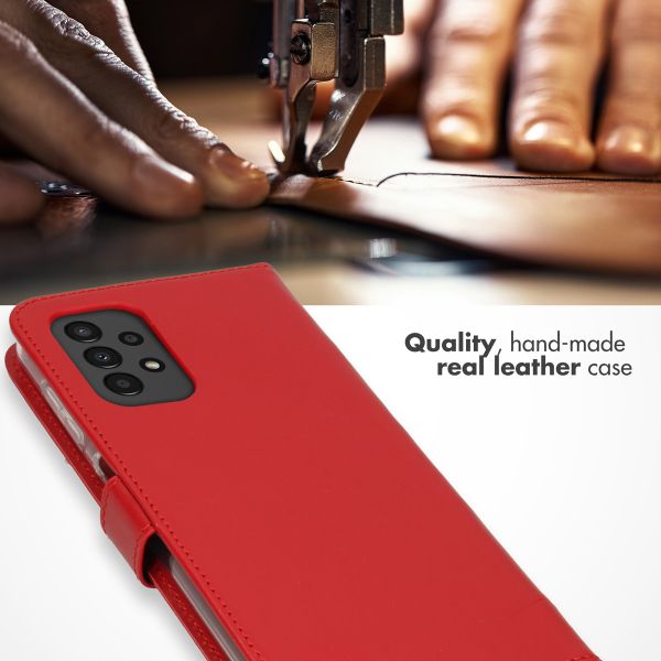 Selencia Étui portefeuille en cuir véritable Samsung Galaxy A13 (4G) - Rouge