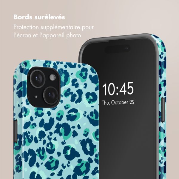 Selencia Coque arrière Vivid Tough avec MagSafe iPhone 15 - Wild Spots Light Blue