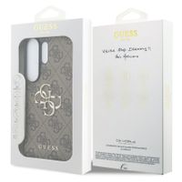 Guess Coque arrière en cuir 4G avec MagSafe Samsung Galaxy S26 Ultra - Gold Edge - Brown