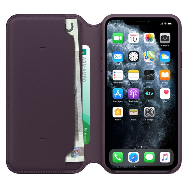 Apple Étui de télephone portefeuille Leather Folio Apple iPhone 11 Pro Max - Aubergine