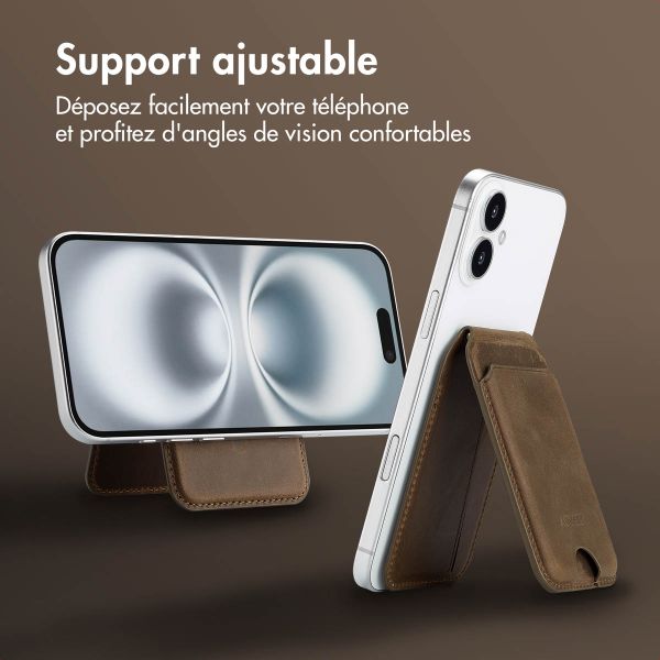 Accezz Porte-cartes MagSafe en cuir vintage avec support - Rustic Brown
