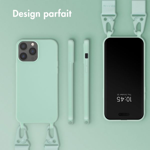 Selencia Coque silicone avec cordon amovible Apple iPhone 13 Pro Max - Turquoise