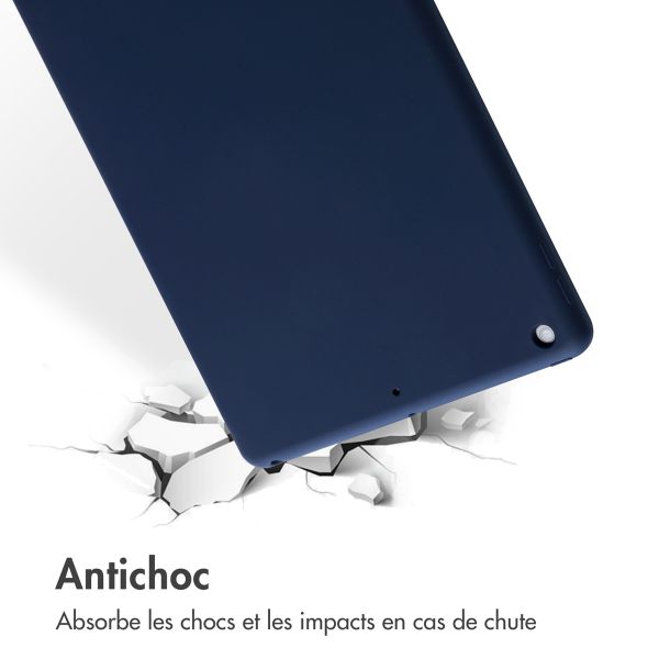 Accezz Coque Liquid Silicone Apple iPad 9 (2021) 10.2 pouces / iPad 8 (2020) 10.2 pouces / iPad 7 (2019) 10.2 pouces - Bleu foncé