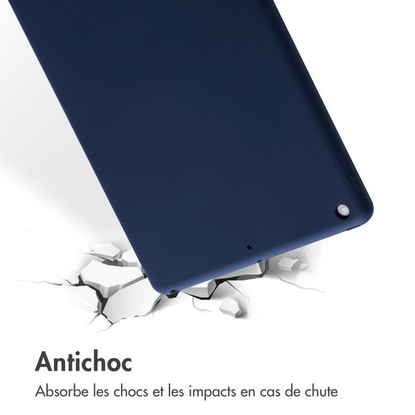 Accezz Coque Liquid Silicone iPad 9 (2021) 10.2 pouces / iPad 8 (2020) 10.2 pouces / iPad 7 (2019) 10.2 pouces - Bleu foncé