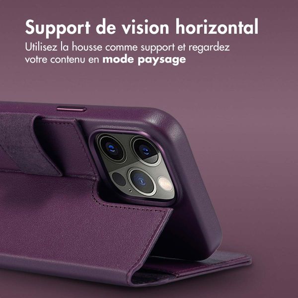 Accezz Étui de téléphone portefeuille en cuir 2-en-1 avec MagSafe iPhone 15 Pro Max - Heath Purple