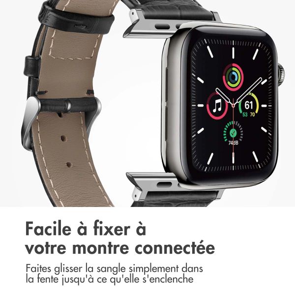 imoshion Bracelet Cuir Crocodile Apple Watch Series 1 á 9 / SE (38/40/41 mm) | Series 10 / 11 (42 mm) - Noir