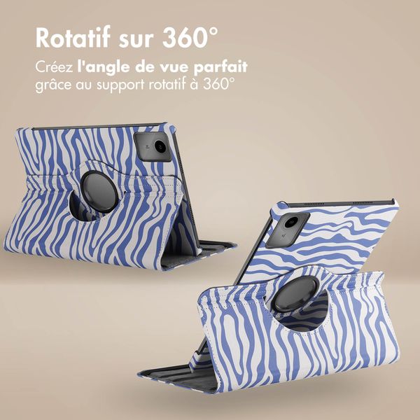 imoshion&#x20;Coque&#x20;tablette&#x20;Design&#x20;rotatif&#x20;&#xE0;&#x20;360&#xB0;&#x20;Lenovo&#x20;Tab&#x20;M11&#x20;-&#x20;White&#x20;Blue&#x20;Stripes