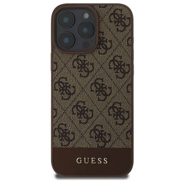 Guess Coque arrière Bottom Stripe 4G iPhone 16 Pro Max - Brun