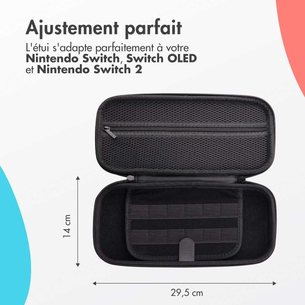 imoshion Etui Nintendo Switch 2 avec poche zippée - Etui Nintendo Switch 2 / Switch (OLED) avec poignée - Noir