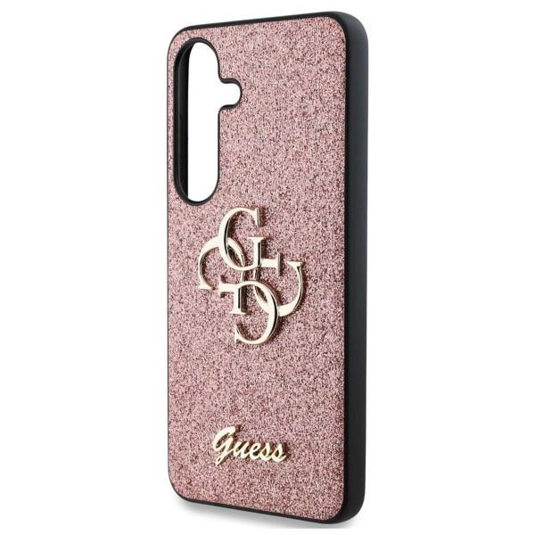 Guess Coque 4G Metal Logo Glitter Samsung Galaxy S25 Plus - Rose