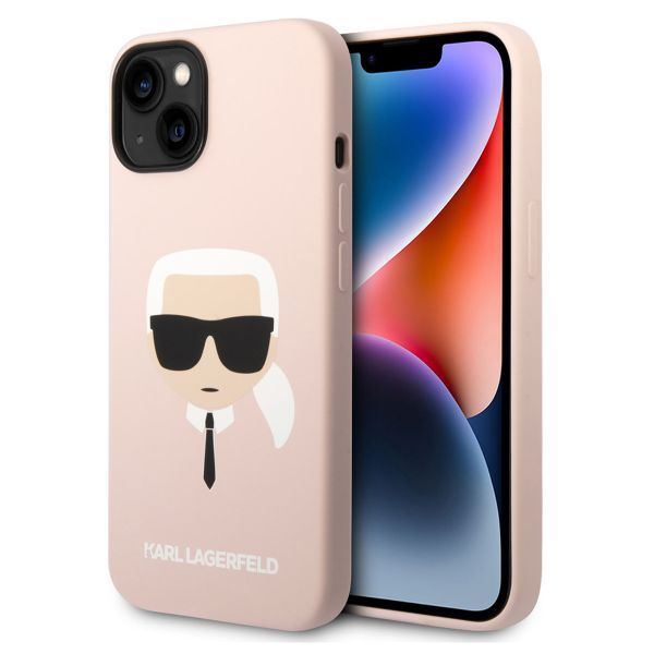 Karl Lagerfeld Coque arrière Karl's Head Liquid Silicone MagSafe iPhone 14 - Rose