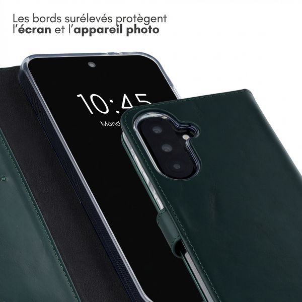 Selencia Étui portefeuille en cuir véritable Samsung Galaxy A37 (5G) - Vert