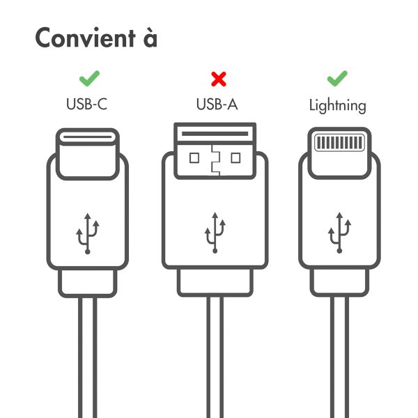 imoshion ﻿Câble Lightning vers USB-C - Non MFi - Textile tressé - 1 mètre - Blanc