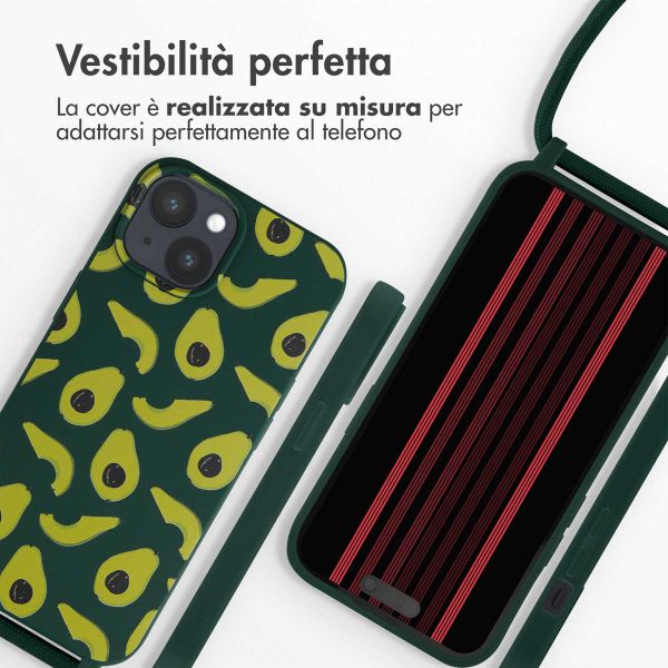 imoshion Coque design en silicone avec cordon Apple iPhone 15 - Avocado Green