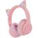 imoshion Casque pour enfants Bluetooth LED oreilles de chat - Casque sans fil + Câble AUX - Rose