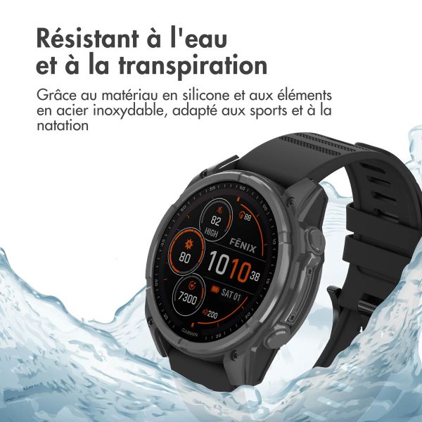 imoshion QuickFit® Bracelet en silicone Stripe Garmin Watch | Fixation 22 mm - Noir