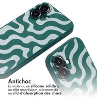 imoshion Coque design en silicone avec cordon iPhone 16 - Petrol Green Groovy