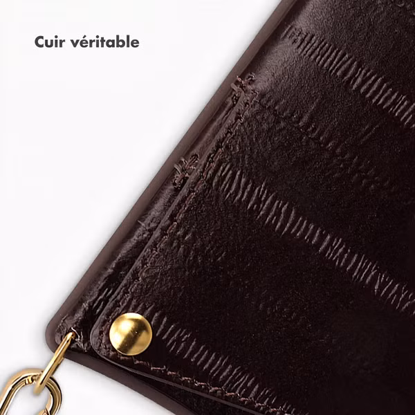 Selencia Nova coque arrière en cuir véritable avec porte-cartes Apple iPhone 15 Pro - Dark Chocolate