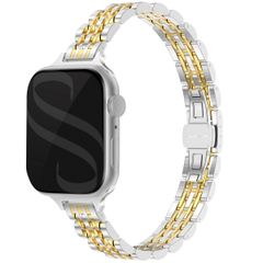 Selencia Bracelet en acier slim style Jubilee Apple Watch Series 1 à 9 / SE (38/40/41 mm) | Series 10 (42 mm) - Argent & Or