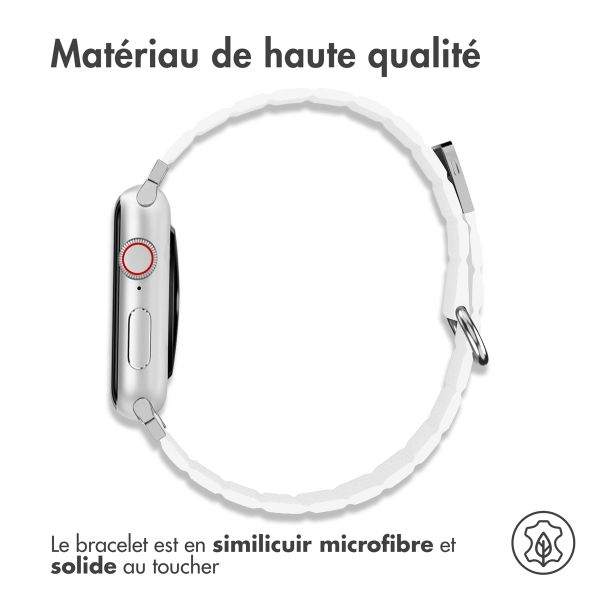 imoshion Bracelet en cuir magnétique Apple Watch Series 1 t/m 9 / SE (38/40/41 mm) | Series 10 / 11 (42 mm) - Blanc