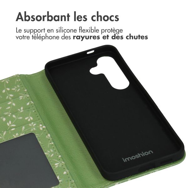 imoshion Étui de téléphone portefeuille Design Samsung Galaxy S24 - Green Flowers