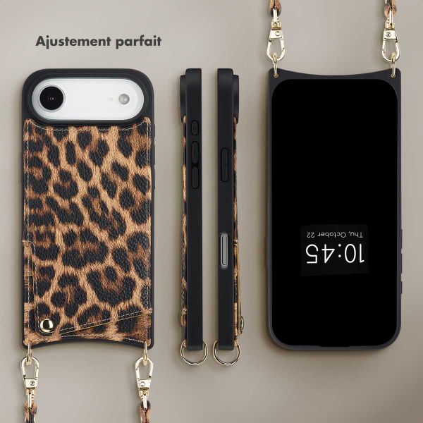 Selencia Coque de télephone Nova avec cordon et porte-cartes Apple iPhone Air - Leopard
