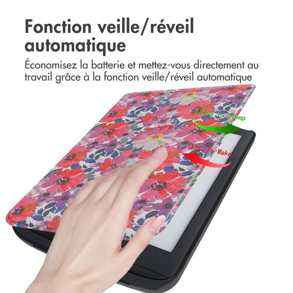 imoshion Design Slim Hard Sleepcover Pocketbook Touch Lux 5 / HD 3 / Basic Lux 4 / Vivlio Lux 5 - Flower Watercolor