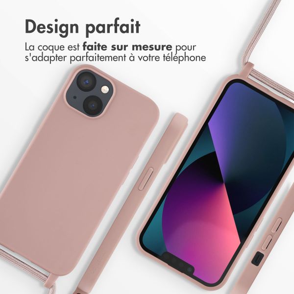 imoshion Coque en silicone avec cordon Apple iPhone 13 - Sand Pink