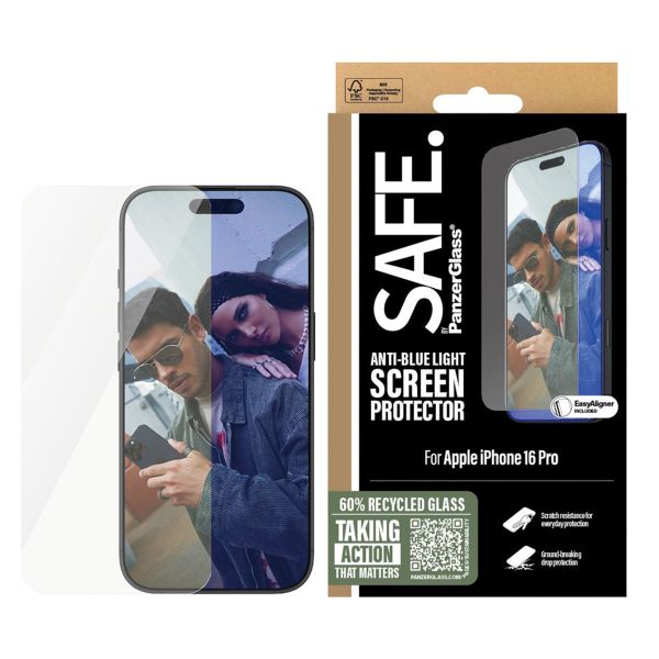 SAFE by PanzerGlass ﻿Protection d'écran EyeUltra-Wide Fit Anti avec applicateur iPhone 16 Pro