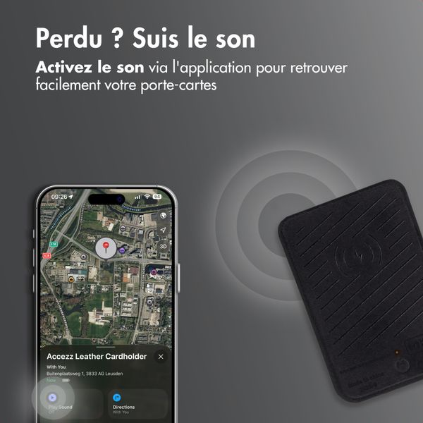 Accezz Porte-cartes en cuir magnétique - Compatible avec Apple Find My - Onyx Black