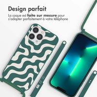 imoshion Coque design en silicone avec cordon Apple iPhone 13 Pro - Petrol Green Groovy