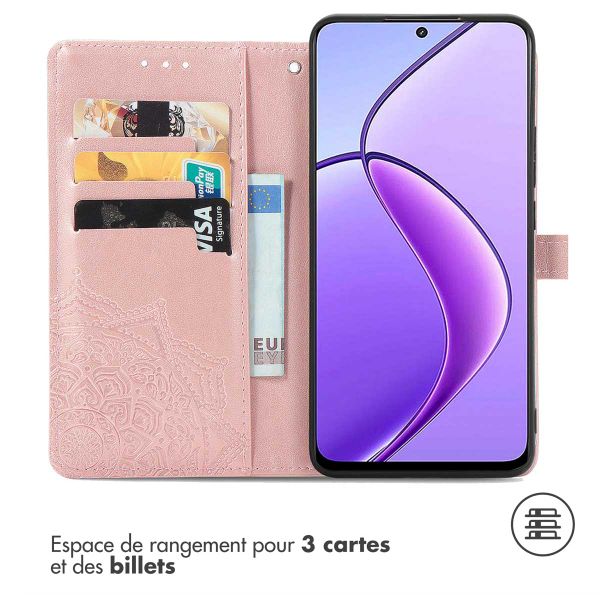 imoshion Etui de téléphone portefeuille Mandala Oppo Reno 12F 5G - Rose Dorée