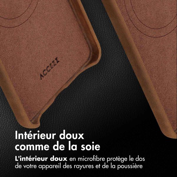 Accezz Coque MagSafe en cuir vintage Samsung Galaxy S25 Edge - Tabacco Cognac