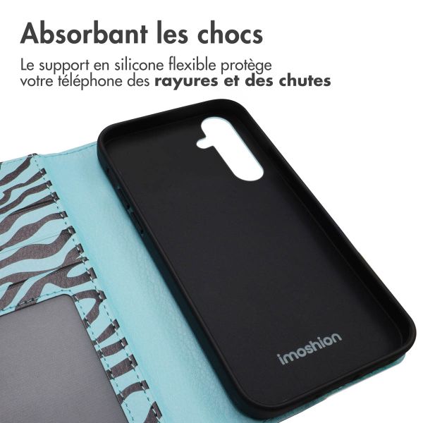 imoshion Étui de téléphone portefeuille Design Samsung Galaxy S23 FE - Black Blue Stripes