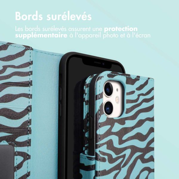 imoshion Étui de télephone portefeuille Design Apple iPhone 11 - Black Blue Stripes
