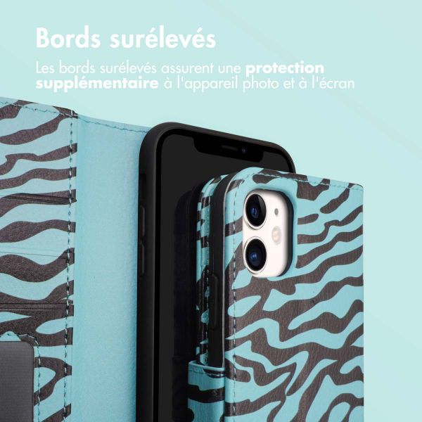 imoshion ﻿Étui de téléphone portefeuille Design iPhone 11 - Black Blue Stripes