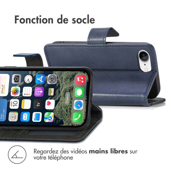 imoshion Étui de téléphone portefeuille Luxe iPhone SE 4 - Bleu foncé