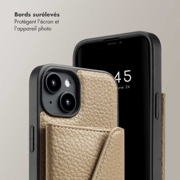 Selencia Coque à cordon avec porte-cartes enveloppe Sera iPhone 14 - Beige