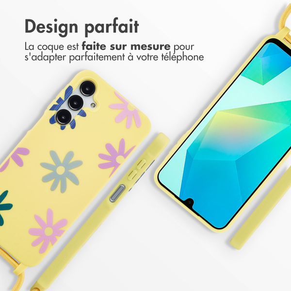 imoshion Coque design en silicone avec cordon Samsung Galaxy A16 - Yellow Flower Distance