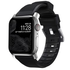Nomad Bracelet robuste FKM Apple Watch Series 1 t/m 11 / SE / Ultra (44/45/46/49 mm) - Argent / Noir