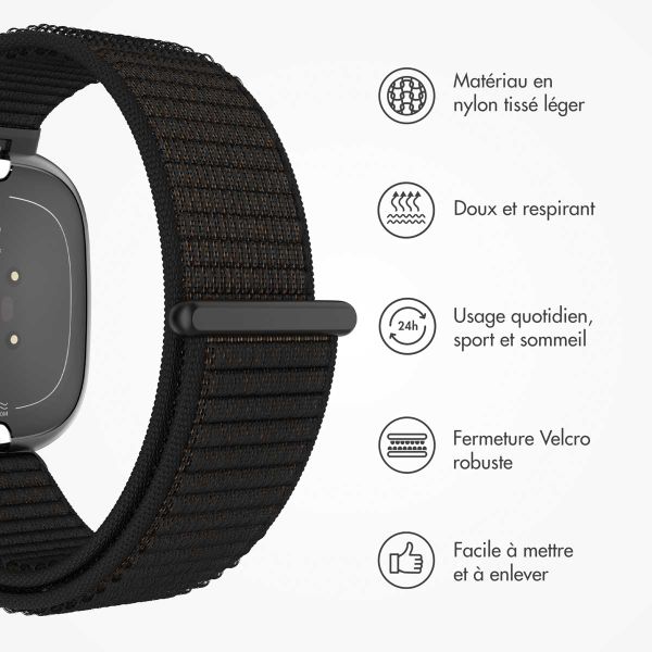 imoshion Bracelet en nylon Fitbit Versa 4/ 3 / Sense (2) - Noir