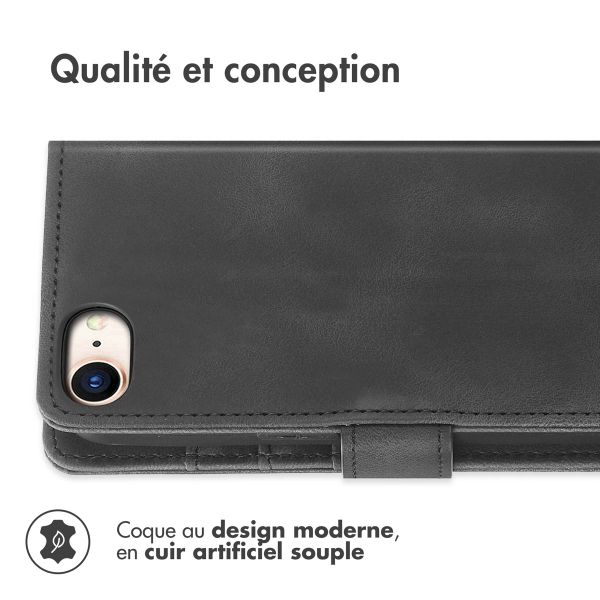 imoshion Etui de télephone portefeuille avec cordon Apple iPhone SE (2022 / 2020) / 8 / 7 - Noir