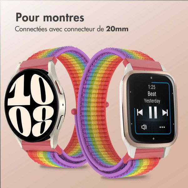 imoshion Bracelet en nylon avec fermeture velcro - Connexion universelle 20 mm - Arc-en-ciel