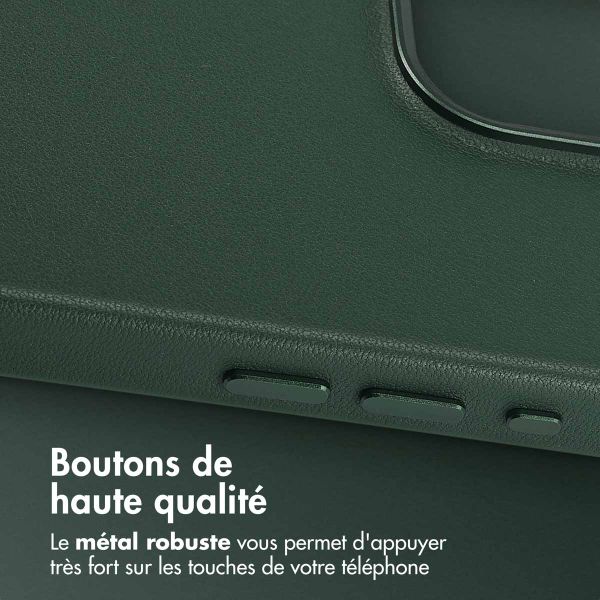 Accezz Coque arrière en cuir avec MagSafe Apple iPhone 15 Pro Max - Cedar Green