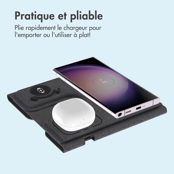 imoshion Chargeur sans fil pliable 3-en-1 Samsung - Galaxy Phone / Galaxy Buds / Galaxy Watch - Gris