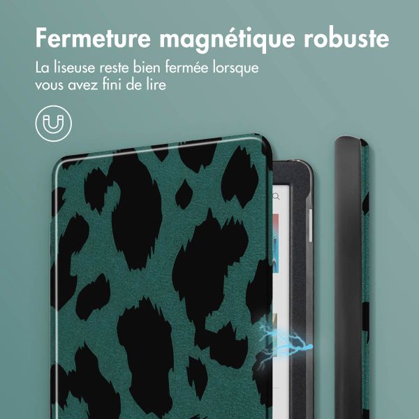 imoshion Design Slim Hard Case Sleepcover Kobo Clara Colour / BW - Green Leopard